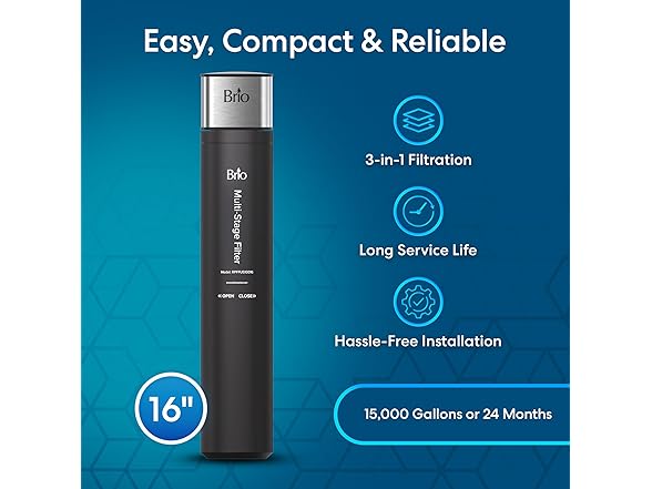 Brio 16" Under Sink Water Filter System for Faucet