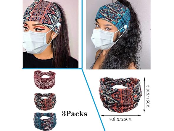 Efdagsad Boho Button Headband Women