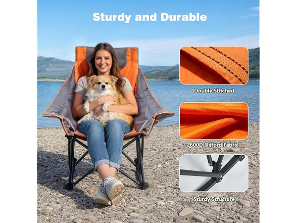 SUNNYFEEL Orange Rocking Camping Chair 500lbs