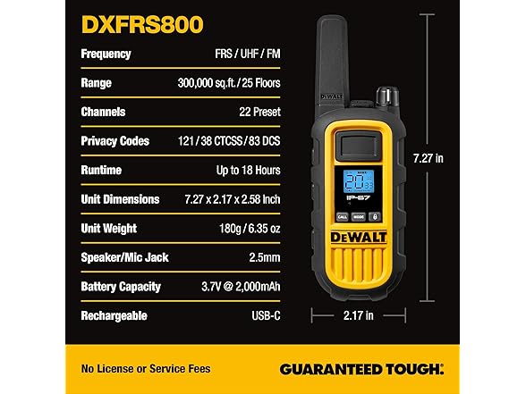 DEWALT DXFRS800 FRS Walkie Talkies