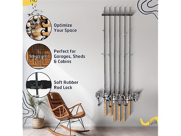 Rush Creek Creations, Ceiling Fishing Rod Holder for 6 Rods