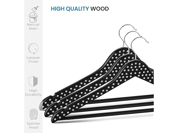 ZOBER Wooden Polka Dot Hangers 10Pk