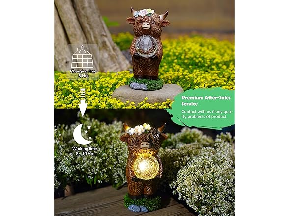 Outdoor Highland Cow Yard Statue 2-Pack