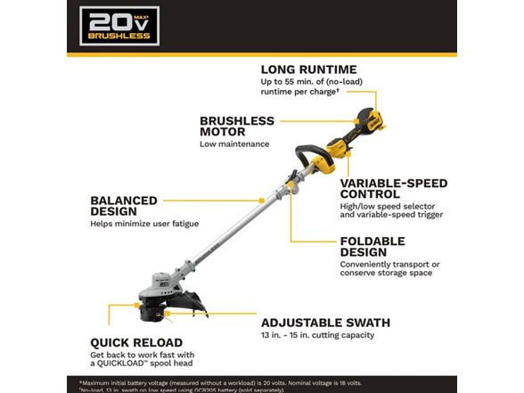 Dewalt DCST926B 20V MAX Brushless Foldable String Trimmer