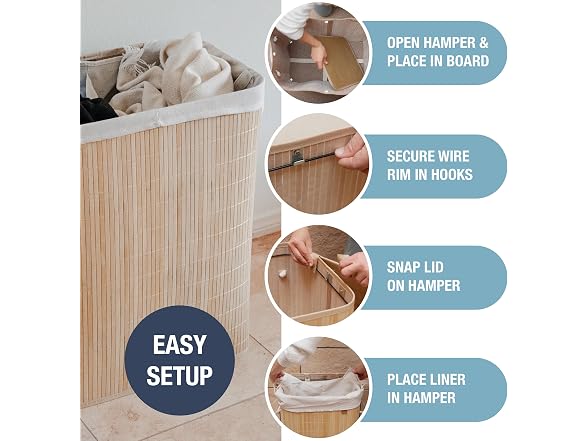 CleverMade Bamboo Laundry Hamper Double with Lid, 103L
