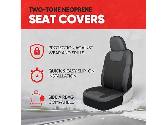 Motor Trend Gray Waterproof Front Seat Covers