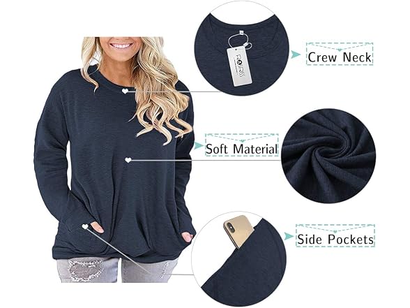 Rosriss Women (22 Plus) Long Sleeve Crew Shirts