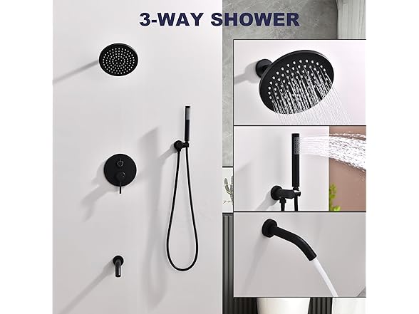 Shower System with Tub Spout, Shower Faucet Set, 8"