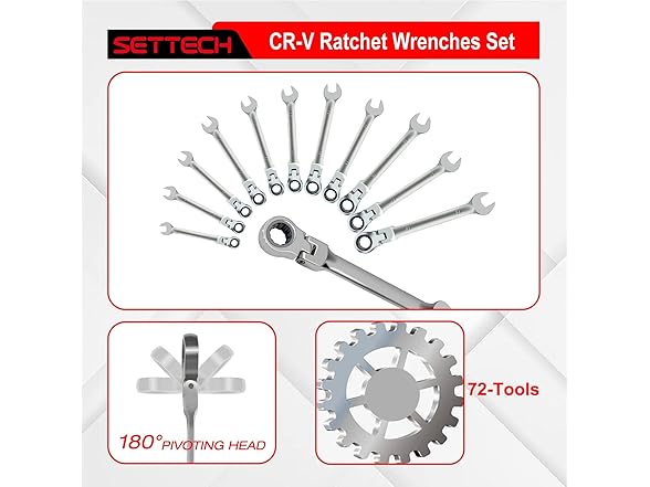 SETTECH SETTECH 21PCS Flexible Ratcheting Wrenc