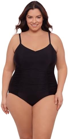Aqua Green Women's Standard Princess Seam Shirred One Piece, Black
