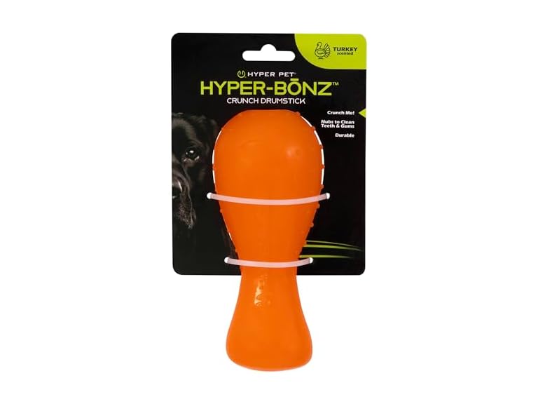 Hyper Pet Hyper-Bonz Turkey Scented Drumstick Crunch Bone, Interactive Dog Toy, 6.0" inches in Length, for All Breed Sizes