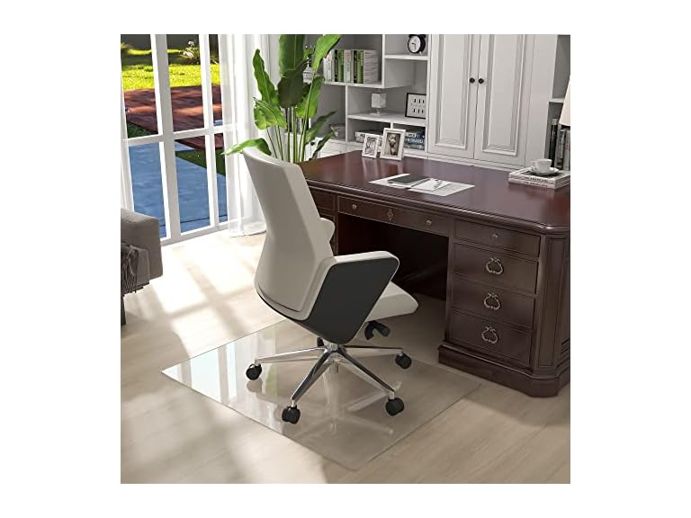 Natsukage Glass Chair Mat 36" x 48" 1/4" Thick Tempered Glass Office Chair Mats with Desk Chair Mat for Carpet or Hardwood Floor Computer Chair Mat Floor Protector(Transparent)