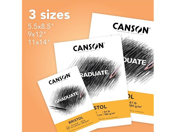 Canson Graduate Bristol Pad, Foldover, 9x12 inch, 20 Sheets