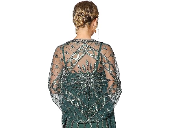 Metme Women (OS) Scarf Wraps Sequin Deco Prom Cape