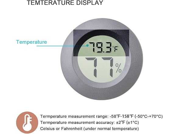 Veanic CON-129 (2 Pack) Mini Digital Hygrometer - Gallery 5