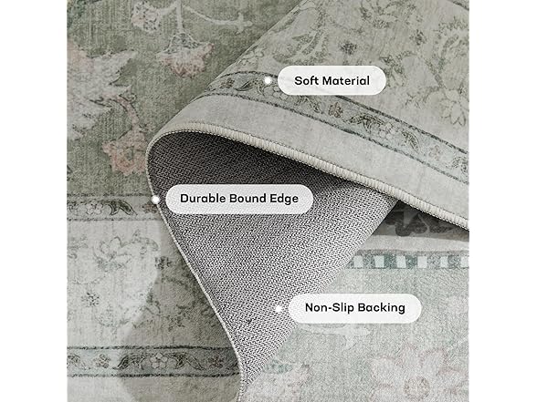Marsail 8x10 Washable Green Area Rug