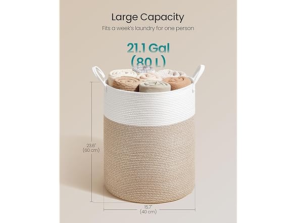 SONGMICS Cotton Rope Laundry Hamper