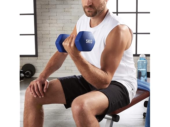 Amazon Basics Neoprene Dumbbell Pair, 10 kg, Blue