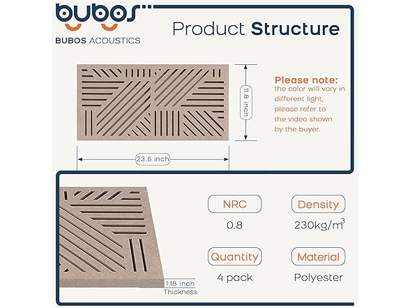 BUBOS 4 Pack Acoustic Wall Panels
