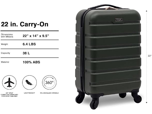 Wrangler 22" Hardside Spinner Carry-On Deep Depth