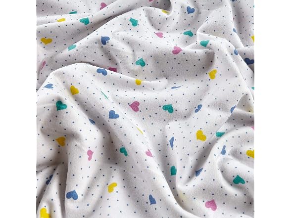 Comfy Flannel Hearts White/Multi, Fabric by