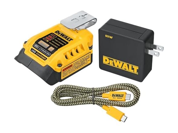 Dewalt DCB094K Battery Charger + USB Wall Charging Kit