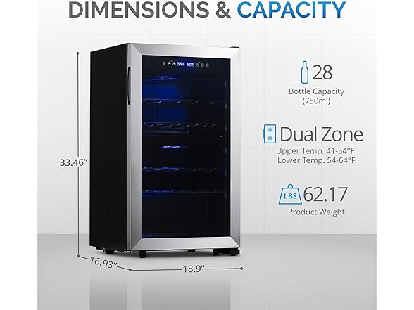 Newair Dual Zone Wine Fridge - 28 Bottles