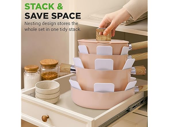 NutriChef 14-Piece Non-Stick Ceramic Cookware Set 