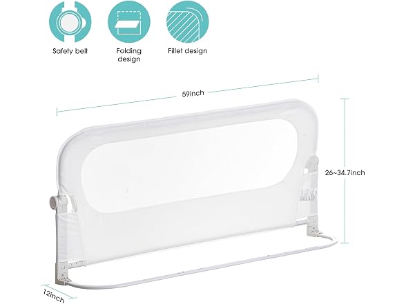 NUTIKAS 59in Baby Bed Rail Guard Toddler