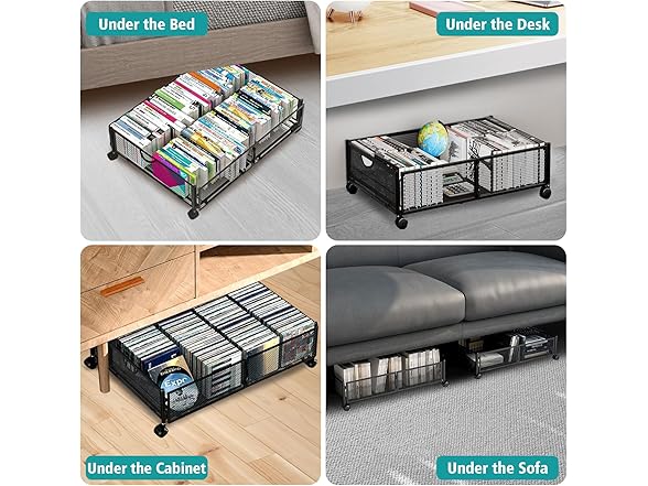 Kmise 2 pcs Underbed Storage With Wheels