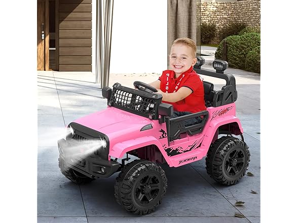 Hetoy 12V Kids Electric Vehicles Ride On Truck Car(Pink)