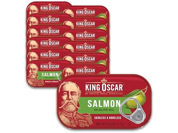 12PK King Oscar Premium Skinless & Boneless Atlantic Salmon