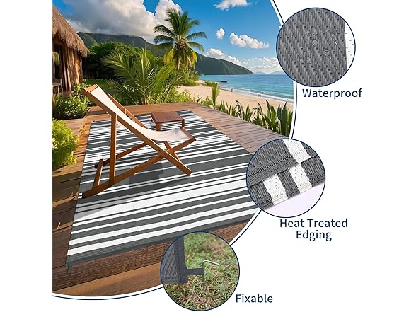 GarveeHome Outdoor Rug Mat for Patio, 9'x12'