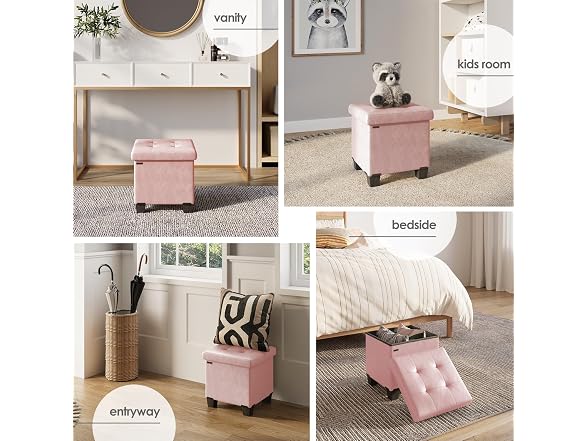 Storage Ottoman Cube Bin 15in Pink