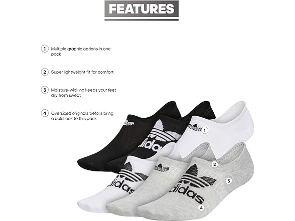 Adidas 6 Pair No Show Original Sock (L)