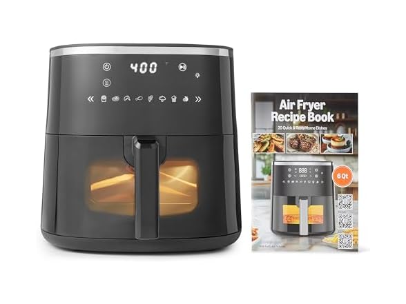 Amazon Basics 6-Quart Digital Air Fryer 1550W, Black