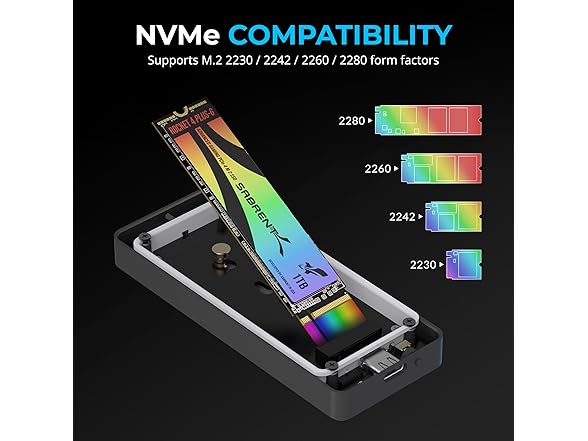 Rocket RGB USB C 20Gbps M.2 SATA/NVMe SSD Enclosure