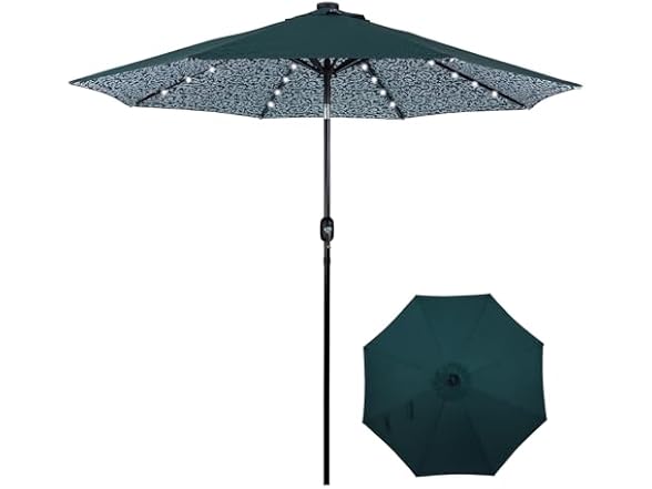 Backyard Expressions 9FT Solar Patio Umbrella