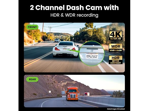 GEARit 4K Dash Cam Front and Rear