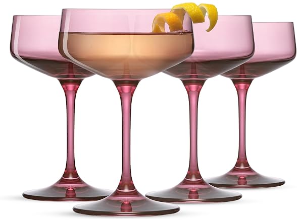 JoyJolt Sidney Cocktail Coupe Glasses Set of 4