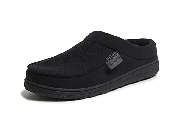 Dearfoams Brendan – Ciabatte Uomo Con Memory Foam – Indoor/Outdoor – Suola Traspirante – Large US, Nero Perforato