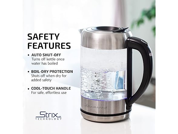 OVENTE Electric Kettle w/1.7L Borosilicate Glass