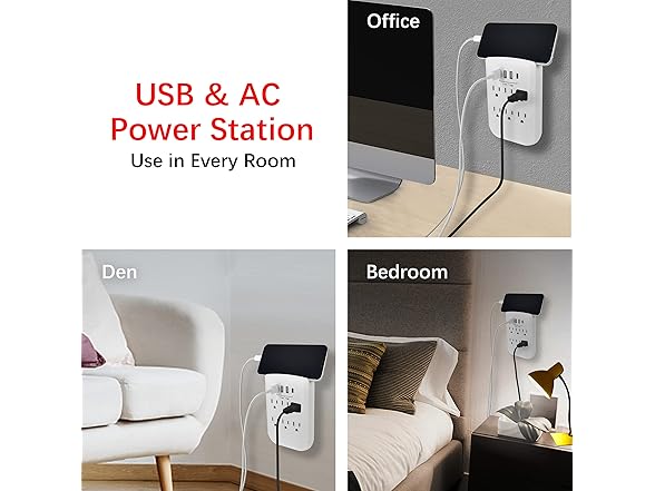 Clear Power 2pack: 6-Outlet Wall-tap