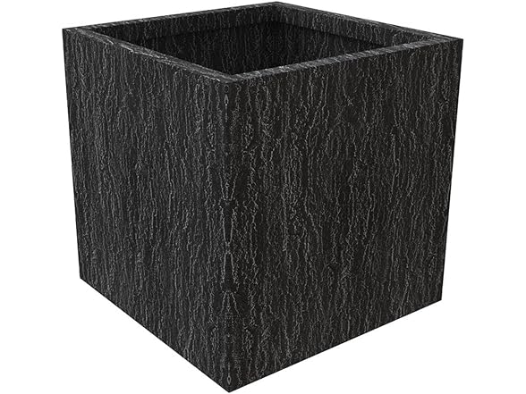 LeisureMod Verdura Stone Planter Black