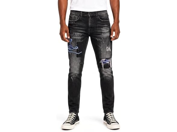 Blukraf Mens Slim Fit Stacked Jeans