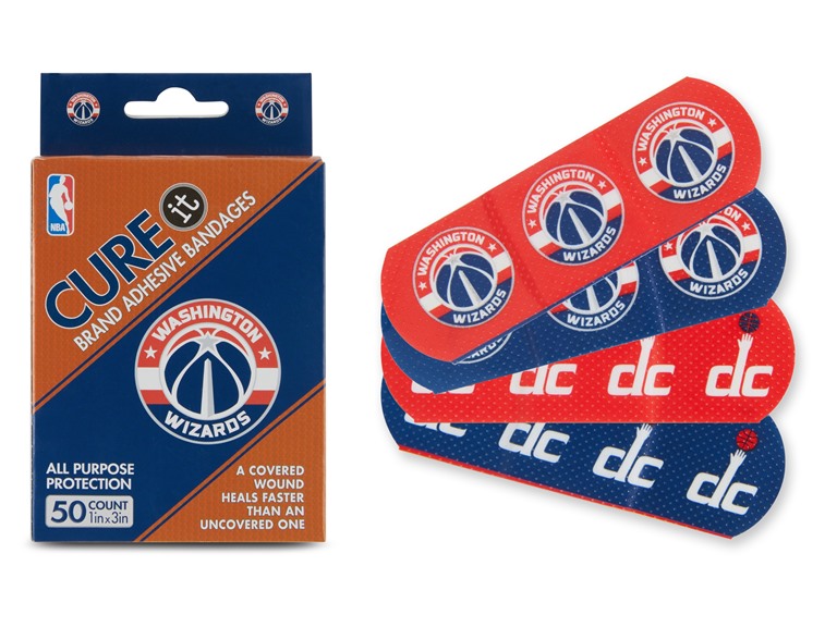 CURE IT  TRX-NBA-WAWIZ 10-Pack / 500ct 500ct NBA Team Adhesive Bandages  Washington Wizards
