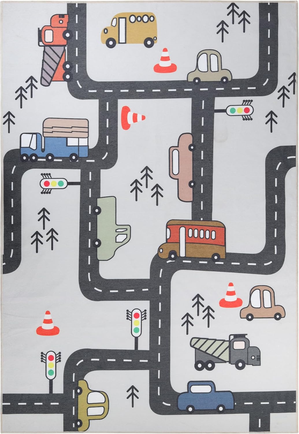 Superior Construction Zone Non-Slip Playroom Indoor Rug - Gallery 8