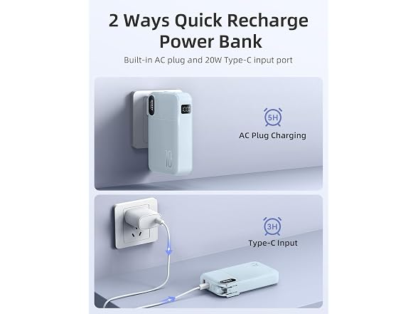 RORRY 10000mAh Power Bank w/ Wall Plug 22.5W