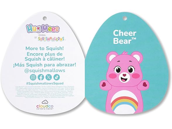 Squishmallows Original "Care Bears" 10in Cheer Bear