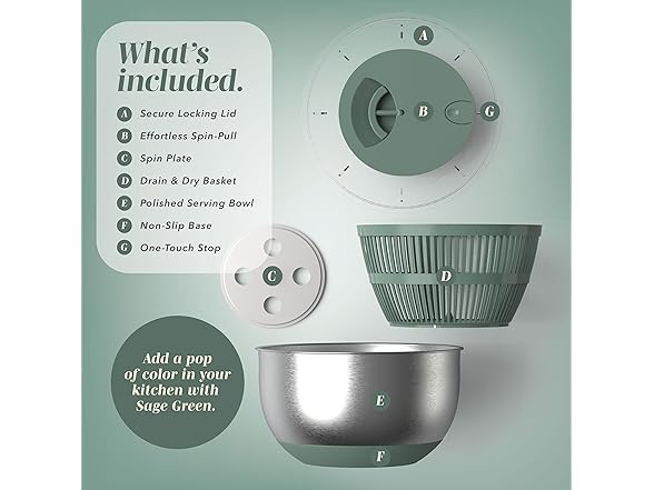 COOK WITH COLOR Stainless Steel Salad Spinner - 5 Qt.